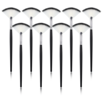 Fan Brush, 9 Pcs Soft Facial Fan Brush Face Mask Brush Applicator Multi Use Cosmetic Tools for Women Peel Mask Mud Cream Makeup Skincare (Black)