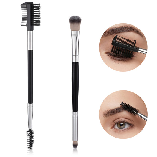 2-Pack Dual-Ended Eyelash & Eyebrow Tools, Professional Lash Separator Comb and Brow Spoolie Set for Mascara Clump Removal and Precision Grooming, Eyeliner Makeup Brush Tool