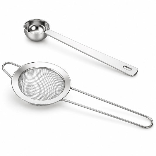2 PCS Matcha Tools, Stainless Steel Matcha Strainer Traditional Scoop (5ml) Kit Matchas for Ceremony, Accurate Measure