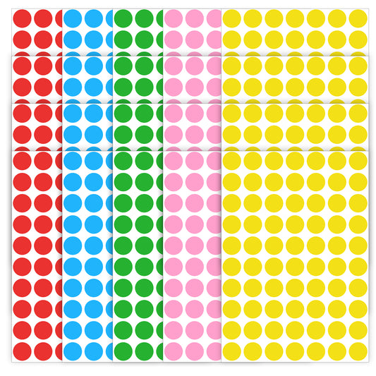 Dot Stickers 1400 pcs Fluorescent Circle Stickers 3/4" Round Color Coding Labels Blank Garage Sale Price Sticker Labels Sticky Dots Sticker Circle Stickerss for Office and Market Sale
