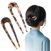 2 Pcs French Hair Pin, U Shaped Hair Pins Hairs Forks Tortoise Shell for Long Hairs 2 Prong Updo Chignon Pin for Hairstyle