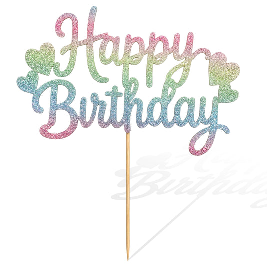 Colorful Glitter Happy Birthday Cakes Topper Birthday Party Decoration