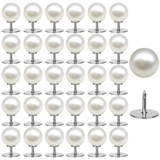 30 Sets Pearl Buttons Pearl Brooch Pins No Sew Buttons Suspender Buttons for Clothes Fixed Pins Reusable and Removable Decorative Button Pins for Shirt Dress Sweater Shawl