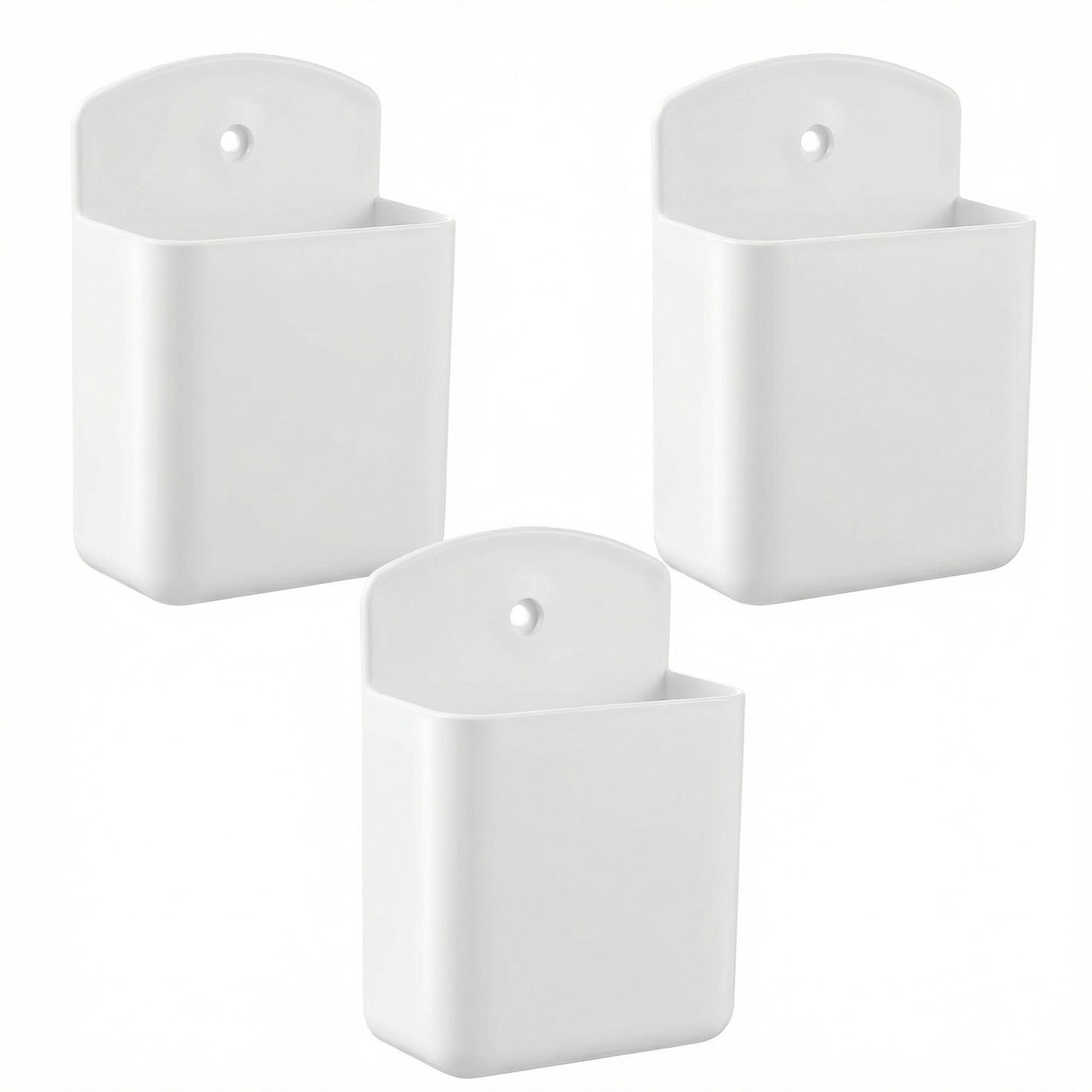 Fyntave 3 Pcs Wall Remote Control Holders TV Controller Holder Self Adhesive Wall Pen Holders Storage Hole-Free Storage OrganizerAccessories for Home Office School White