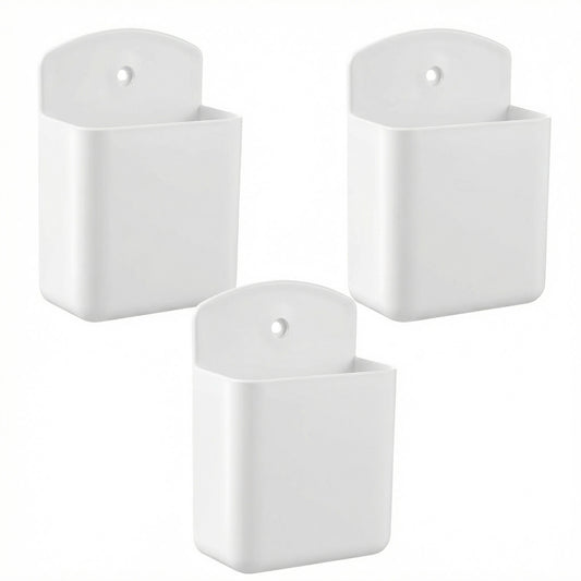 Fyntave 3 Pcs Wall Remote Control Holders TV Controller Holder Self Adhesive Wall Pen Holders Storage Hole-Free Storage OrganizerAccessories for Home Office School White