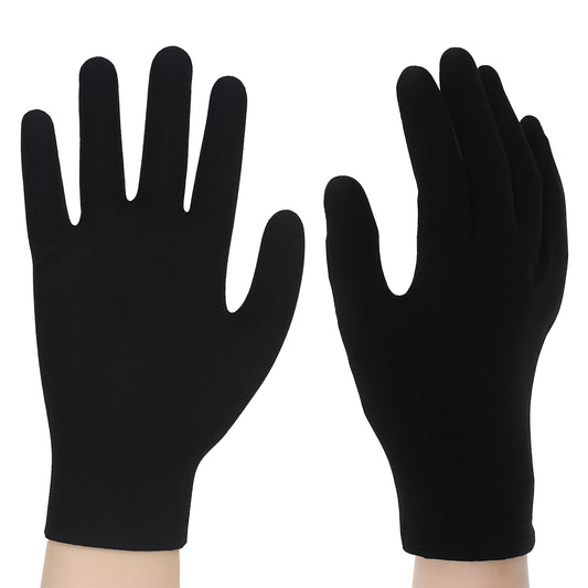 Xelsluthe 12 Pairs Black Cotton Gloves for Men Women, Black Work Gloves, Work Gloves Liners for Jewelry Inspection, Photography, Formal Costume