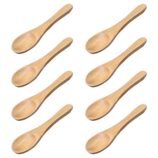 8 Pcs Small Wooden Spoons 3.7inch Spice Spoon Handmade Mini Spoon for Sauces Honey Tea Coffee Ice Cream