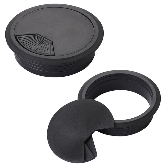 80mm Desk Grommet, 2 Pcs Desk Cable Wire Grommet Black Desk Grommet Cord Cable Table Grommet Cable Tidies Desk Plug Hole Cover for Home and Office