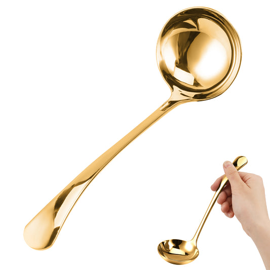 7.9'' Gold Small Ladle 18/10 Stainless Steel Gravy Ladles Sauce Soup Ladle Mirror Polished Kitchen Utensil for Spooning Gravy Sauce Soup