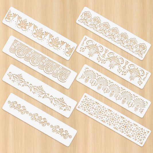 8 Pcs Flower Stencils Cake Stencils for Buttercream Embroidery Stencils Cake Decorating Templates DIY Craft Stencils for Painting on Canvas Paper Fabric Wood