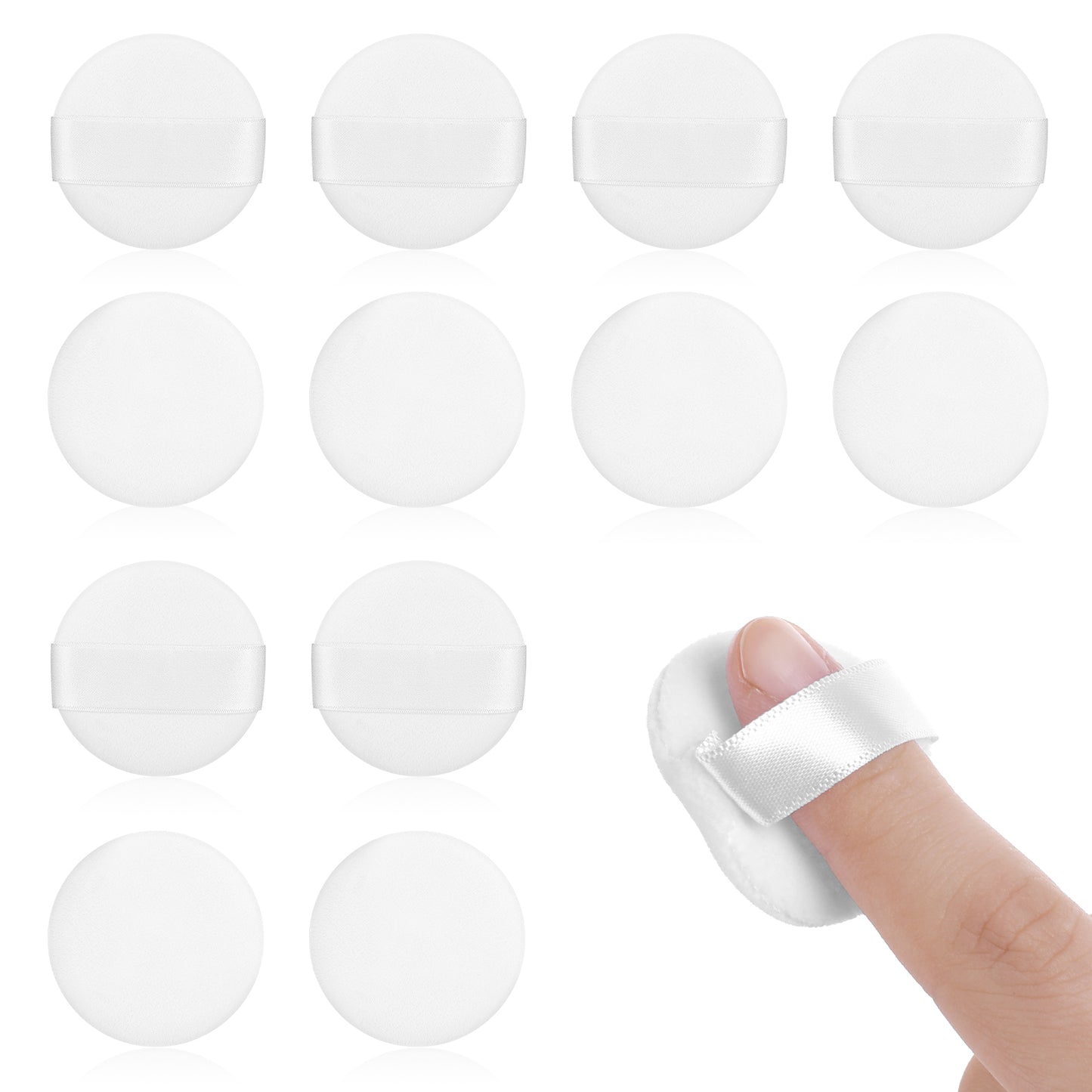 12 PCS Mini Powder Puffs, Finger Powder Puff Mini Microfiber Powders Pact Makeup Sponges Reusable 3.5cm Small Powders Puff Makeup Sponges Finger-Sized Make up Puffs for Rouge/Highlight/Shadow