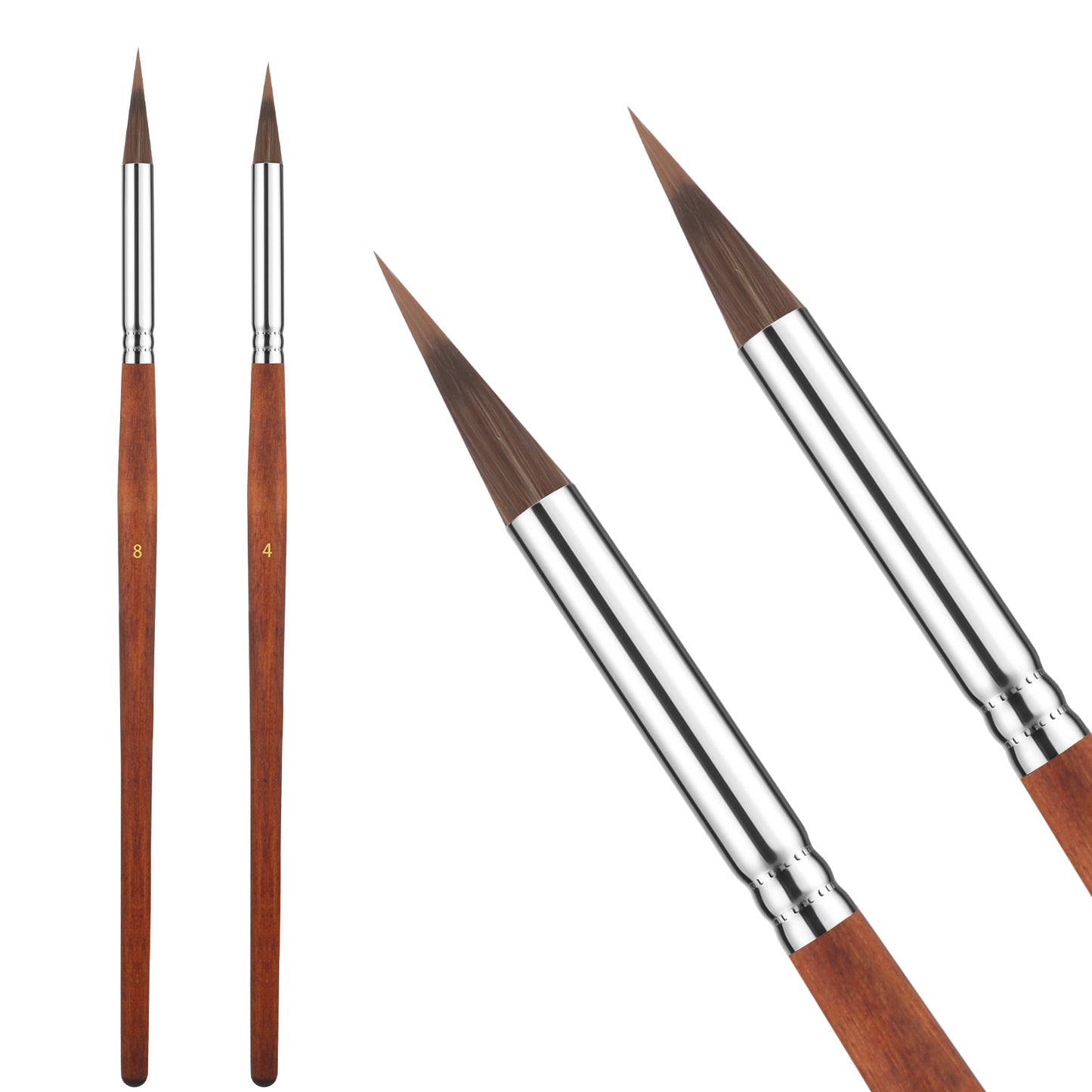 2Pcs Script Liner Paintbrush, 8.6 and 8.8 Inch Extra Long Detail Paint Brush Watercolor Brushes Set Synthetic Hair Extra Long Extended Point Brushes for Watercolour Gouache Acrylic Ink