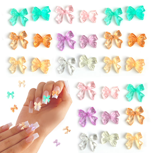 240PCS Mixed Bow Nail Charm, Colorful 3D Bowknot Charms for Nail Art Design Resin Flatback Bow Nail Stud Cute Kawaii Pretty Nail Bow Charms Decor for Acrylic Nails DIY Manicure Nail Phone Case Art DIY