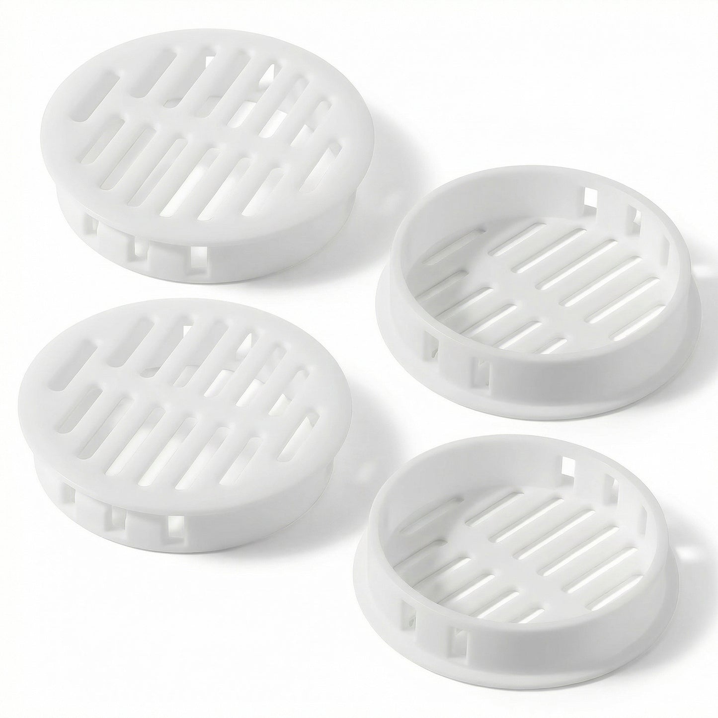 2 Inch Round Plastic Soffit Vents, 4 PCS 50mm White Soffit Vent Cover Plastic White Circular Air Vent Grille Flows Air for Bathroom Home Office Kitchen Shoe Cabinet Wardrobe
