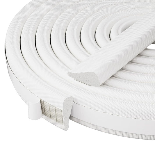 9.8 Ft Weather Stripping Door Seal, Weather Stripping Seal Strip White Foam Window Weather Stripping Soundproofing Weatherstrip Tape Insulation Foam Anti-Collision Strip for Door Frame Door Gap Filler