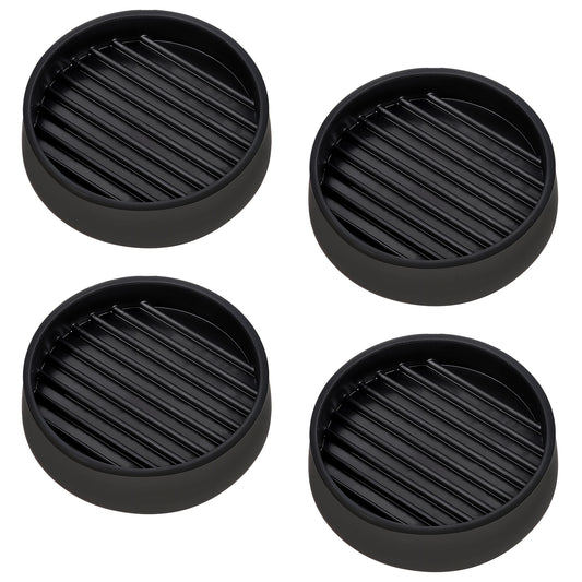 4 Pack Round Rubber Caster Cups Non Slip Furniture Feet Pads Anti Skid Bed Stopper Floor Protectors with Grip Anti Slide Gripper Floor Protector for Sofa Couch Table Chair Stoppers, Black