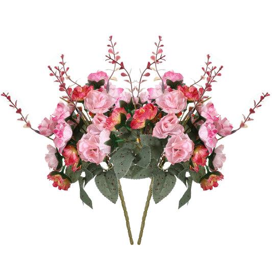 SynHHergyx 2 Bunches Pink Artificial Flowers, Faux Flowers Artificial Roses Peonies, Pink Fake Peonies Faux Hydrangea Silk Flower Bouquet for Home Wedding Party Decoration Arrangement