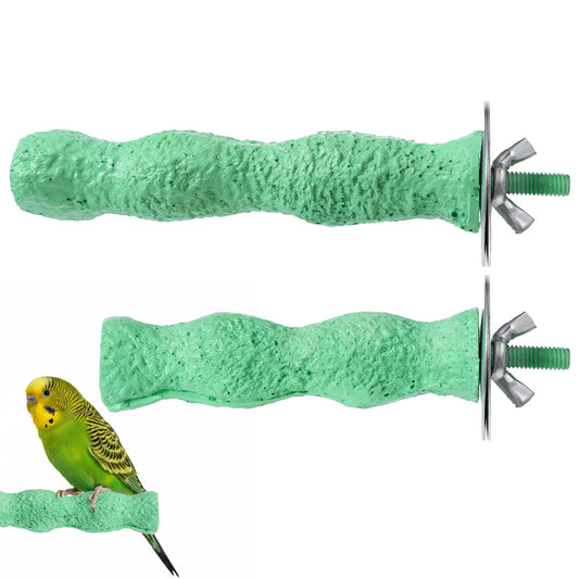 2 Pcs Bird Beak Grinding Stone, Bird Parrot Cage Perch Stand Platform Foot Claws Trimmer Chewing Natural Birds Perch Stand Platform Paw Grinding Sticks Cage Accessories for Parrot Budgie Cockatiel