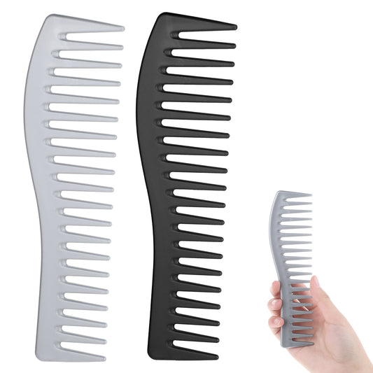 Wide Tooth Combs for Women, 2 Pieces Double-Sided Barber Combs Plastic Hair Cutting Combs All-Purpose Hairstyle Comb with Wide and Fine Teeth for Women Men Thin Curly Wet Hairstyling Combing