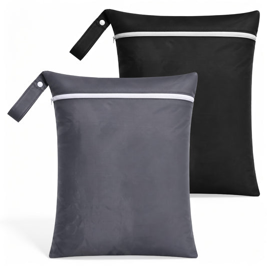 2 Pack Travel Laundry Bags for Dirty Clothes, Waterproof Wet Dry Bag Washable Dirty Laundry Travel Bag Large Laundrys Bags for Dirty-Clothes, Bathing Suits and Swimsuits(Black and Grey)