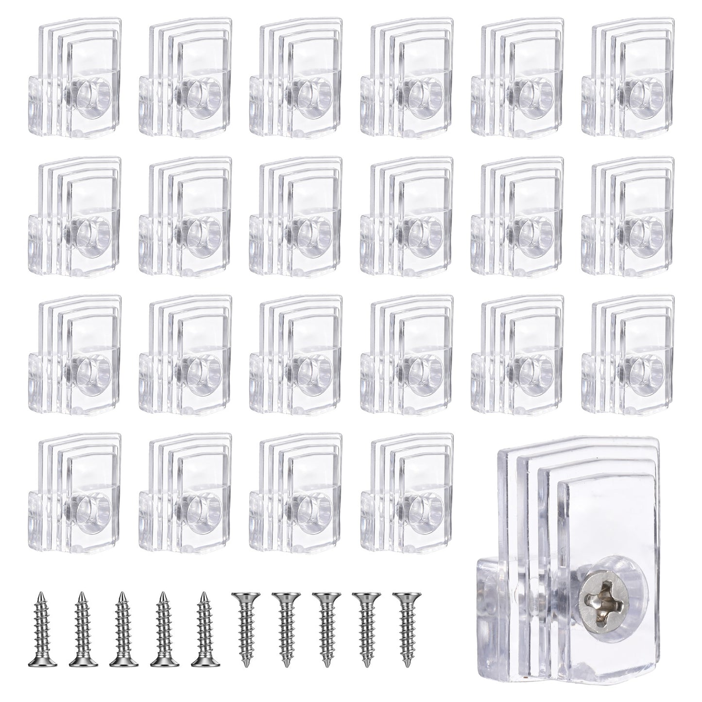 20PCS Plastic Mirror Clips for Wall Mounting, Clear Mirror Holder Clips Mirrors Mounting Hardware Frameless Glass Retainer Clip Mirrors Brackets Hanging with Screws for Walls Fixed Mountings