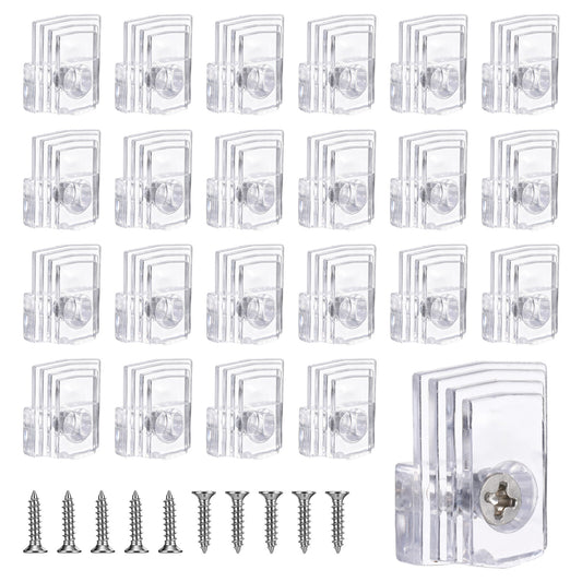 20PCS Plastic Mirror Clips for Wall Mounting, Clear Mirror Holder Clips Mirrors Mounting Hardware Frameless Glass Retainer Clip Mirrors Brackets Hanging with Screws for Walls Fixed Mountings
