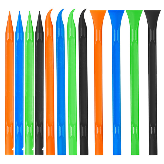 Crevice Cleaning Tool,12 PCS Carbon Fiber Plastic Scraper Tool Car Detailing Brush Set Non Scratch Multi-Purpose Scraper for Clean Small Narrow Spaces and Gaps, Remove Stickers Labels Oil Stains Dirt