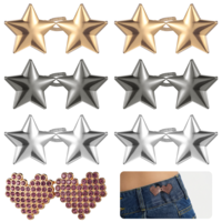 14 Pcs Adjustable Waist Clips Reusable Pant Waist Tighteners Waists Button Pins for Pants with Stars and Heart No-Sew Metal Clips for Clothing Dresses Skirts Jeans and Pants