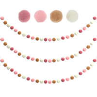 3 Pcs Pom Pom Garland Felt Ball Garland Cute Pompom Decorative Garland Pastel Ball Banner Rainbow Colorful Ball Ornament Garland for Party Supplies (4 Colors)