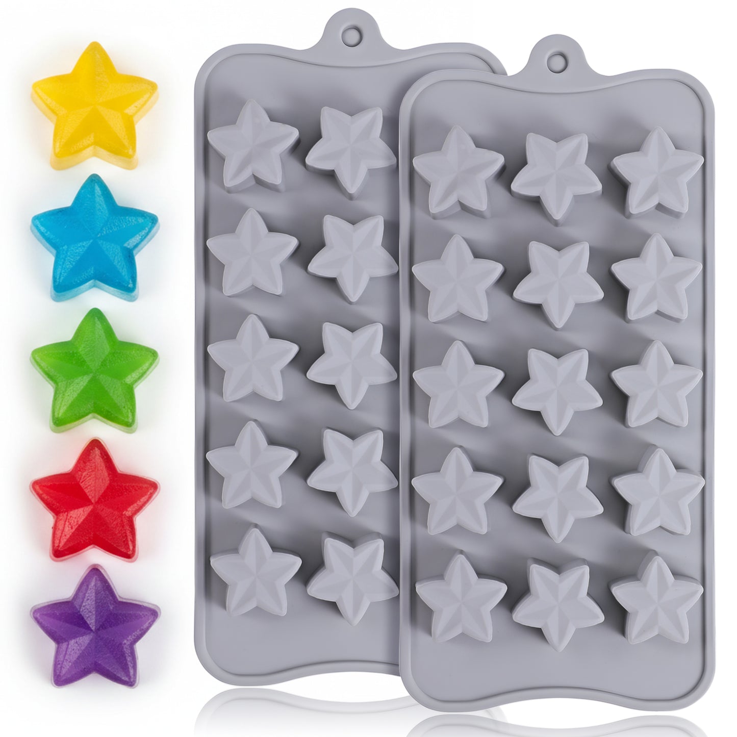 2 Pcs Silicone Star Mold Mini Silicone Candy Molds for Cream Cheese Candy Jelly Fruit Snack Making Candle