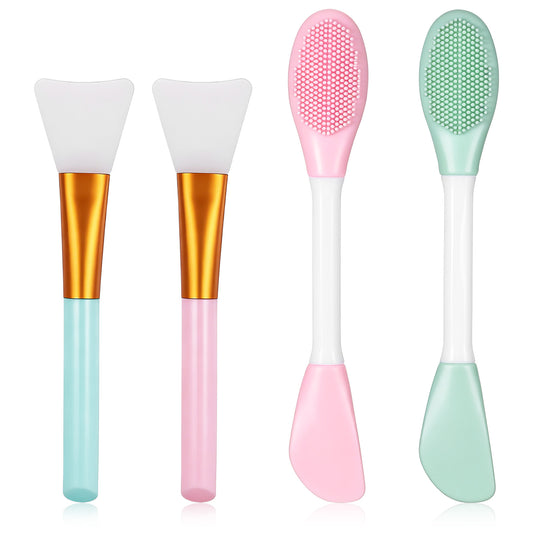 4 Pcs Face Mask Applicator Silicone Face Scrubber Mask Brush Soft Masks Applicator Tool for Applying Facial/Sleeping/Clay Masks, Body Lotion, Mud Clay Gel, Foundation, Apply Cream