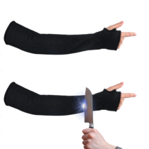 Cut Resistant Knit Sleeves with Thumb Slot, Arm Protection Sleeves, Level 5 Cut Resistant Protective Work Sleeve, 45cm Arm Protectors for Thin Skin for Garden Kitchen Farm Work, Black, 1 Pair