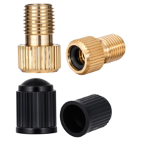 4 Pcs Brass Presta Valve Adaptor and 4 Pcs Bike Tire Caps Presta to Schrader Valve Adaptor, Inflate Tire Using Standard Pump or Air Compressor Bike Accessories