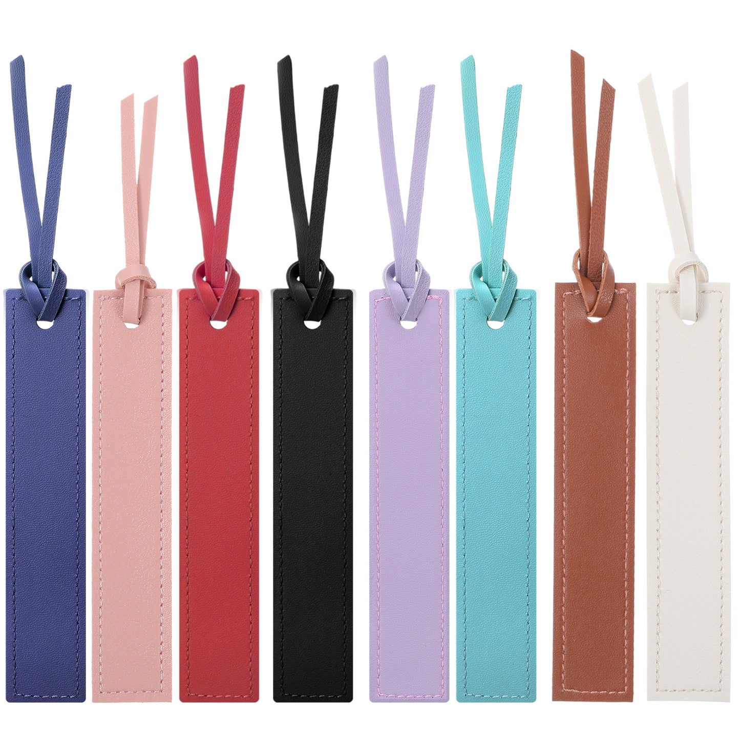 8PCS Leather Bookmarks Stitched Bookmark with Leather Rope Classic Book Marks for Reading Women Page Markers for Books for Book Lovers, Readers