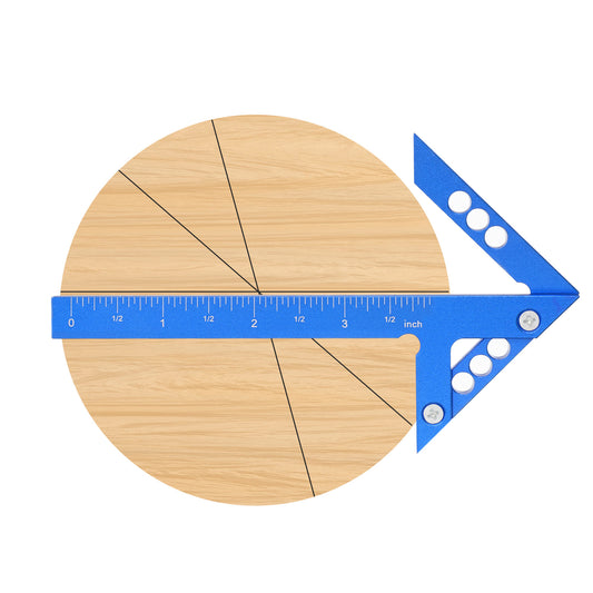 Center Finder Tool Aluminum Alloy Imperial Circle Center Positioning 45/90 Degree Positioning Ruler Right Angle & Centerline Positionings Multi-Function Caliber Measuring Tool Blue