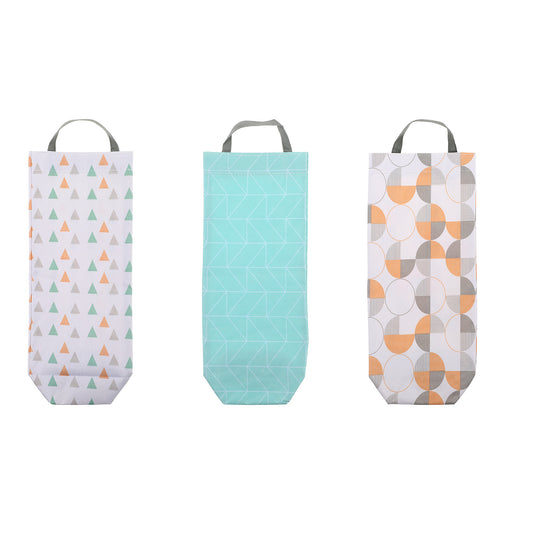 Trinkrittey 3 Pcs Carrier Bag Storage Organizer Plastic Bag Holder Dispenser Collapsible Washable Wall Hanging Bag Shopping Bag Garbage Bag Storage Decoration for Home Kitchen Toilet