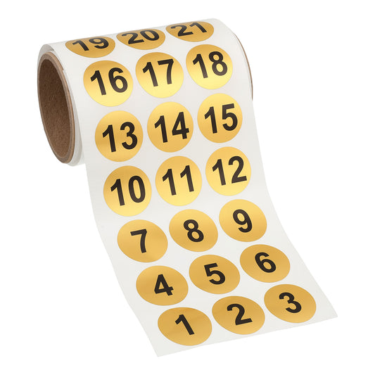 Gold Number Stickers, Numbered Stickers 1-100, Gold and Black Number Sticker, 2cm Round Adhesive Labels for Inventory and Organization