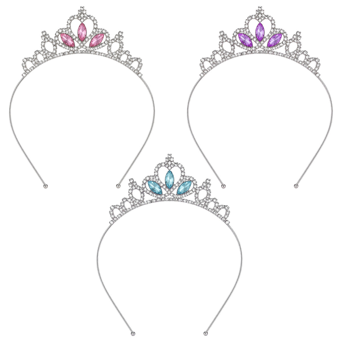 3PCS Rhinestone Headbands for Women, Princess Crowns