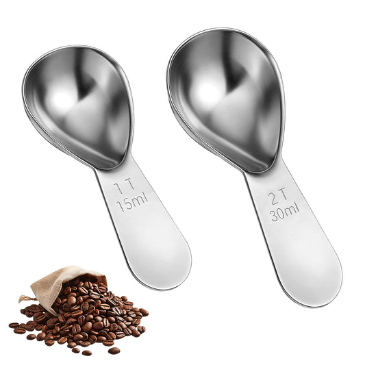 2pcs Coffee Scoop for Ground Coffee 2 Tablespoon Scoop 30ml Stainless Steel Coffees Scoops Measuring Spoon, Dishwasher Safe Short Handle Scooper for Canisters Coffees Tea, Sugar, Flour