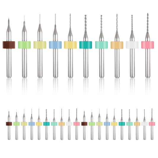 30 Pcs PCB Micro Drill Bits Set 0.1-1.0 mm Tungsten Steel Print Circuit Board Flute CNC Router Bits Spiral Flute Carbide Drill Bits for Print Circuit Board Rough Stone Jewelry Engraving