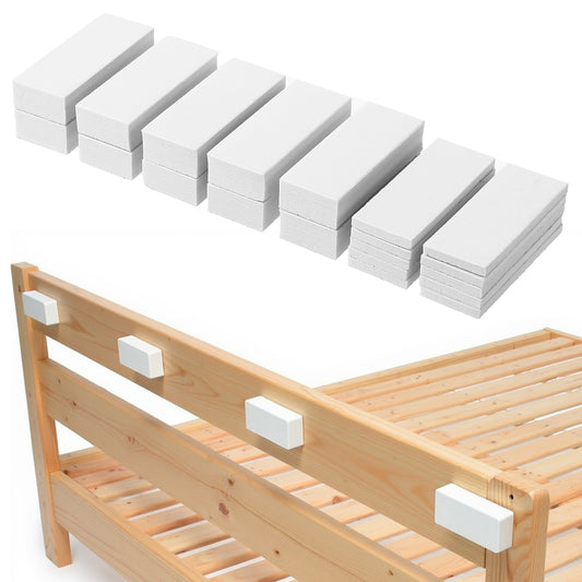 20Pcs Foam Headboard Bumpers, Wall Protector from Furniture, Self Adhesive Bed Frame Noise Stopper, 10Pcs (15mm) + 10Pcs (5mm) EVA Foam Anti-Vibration Furniture Pads for Wall, White