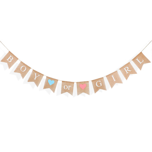 Boy or Girl Banner, Gender Reveal Banner, bunting Decorations,Baby Gender Reveal Banner Gender Reveal Decoration for Baby Shower, Gender Reveal Party Pregnancy Announcement