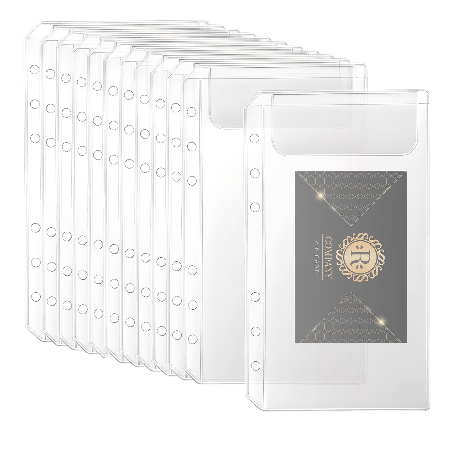 12 PCS A6 Binder Pockets No Zipper 6-Hole Cash Stuffing Envelopes Clear PVC Saving Envelope A6 Binders Pouch Clear PVC Zipless Binder Pouch Saving Challenge Envelopes Money Envelope for Cash Budgeting