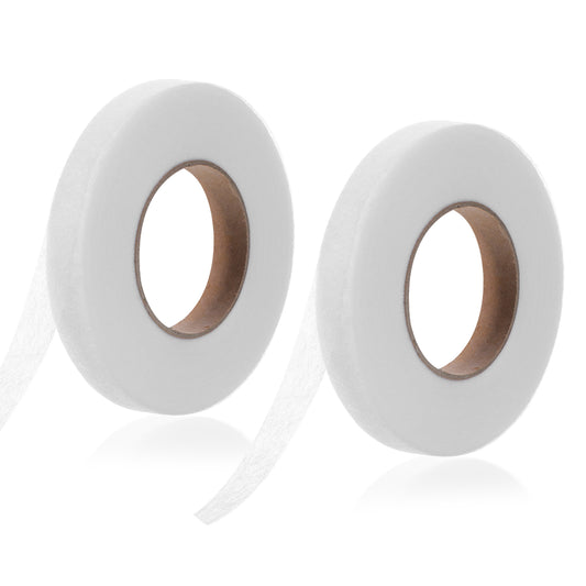 140 Yards 0.59 Inch Iron on Hemming Tape 2 Rolls No Sewing Fusible Tape Stitch Witchery Fusible Hem Tapes for Pants, Clothing, Curtains, Fabrics (White)