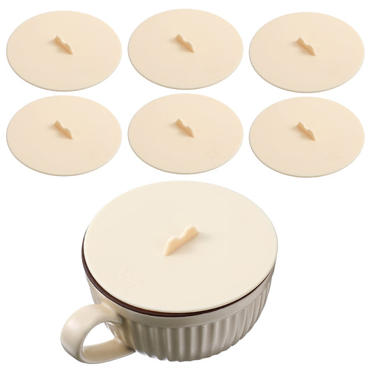 Silicone Cup Covers Silicone Cup Lids, White Design Tea Cups Cover Mug Covers for Hot Drinks Anti-Dust Airtight Seal Lids for Mugs, Tea Cups, Coffee 6PCS (6PCS)