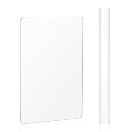 Acrylic Clay Rollers with Acrylic Sheet Clay Rolling Pin with Rectangle Acrylic Sheet Board Plastic Scraper Modelling Tools for DIY Clay Crafting Shaping and Sculpting