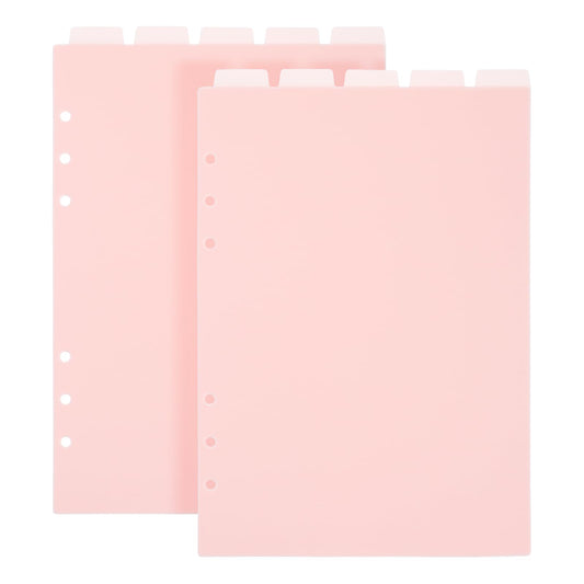 2 Set A5 Binder Dividers, A5 Plastic Binder Index Dividers for 6-Holes Ring Binders, Top 5 Tabs Planner Insets Pink Vertical Tabs Divider Page Protectors for School Office Home Notebook Planner