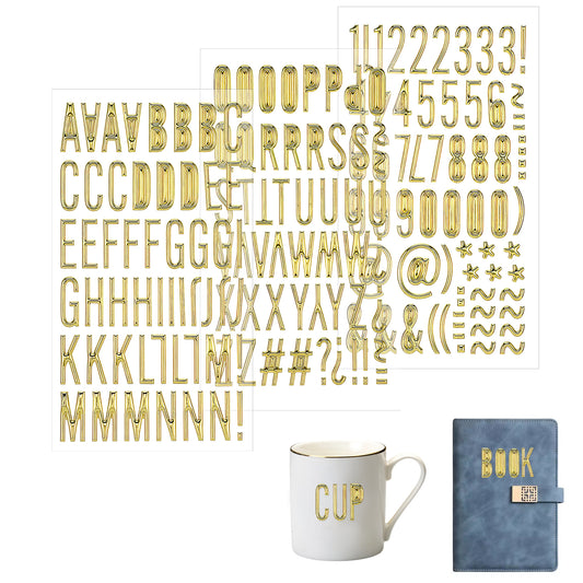 3D Gold Letter Stickers, 3 Sheets 1In Alphabet A to Z and Numbers 1 to 9, Self Adhesive Foam Letter Stickers Glitter Gold Sticker Letters for Scrapbooking DIY Crafts Mailbox Grad Cap