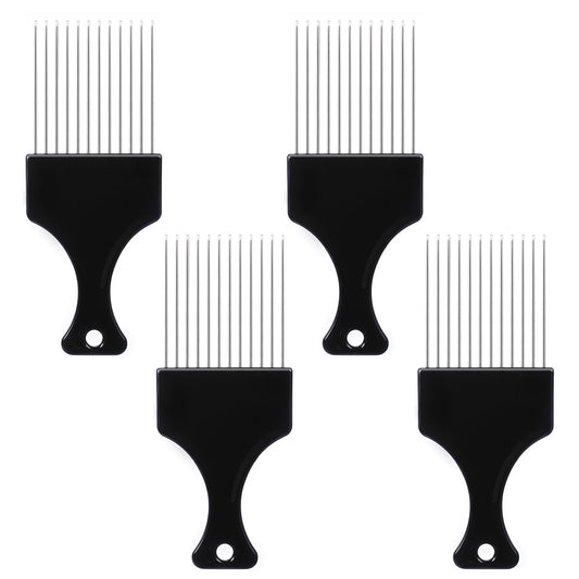 4 PCS Metal Hair Pick, Afro Picks for Men, Metal Afro Pick Combs for Women, Afro Comb Metal Pick, Hair Pick Metal, Metal Picks for Hair Curly Hair Detangling Styling and Lifting Tool