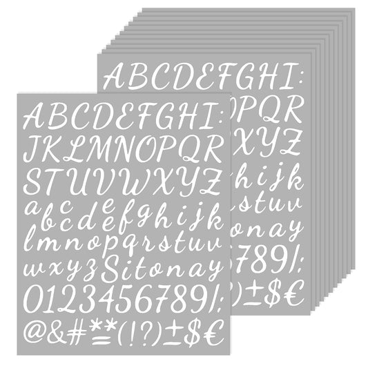 12 Sheets 1 Inch Letters Numbers Stickers, Vinyl White Letter Stickers, Clearly Printed Letter Sticker for Books, Tables, Transform Household Items